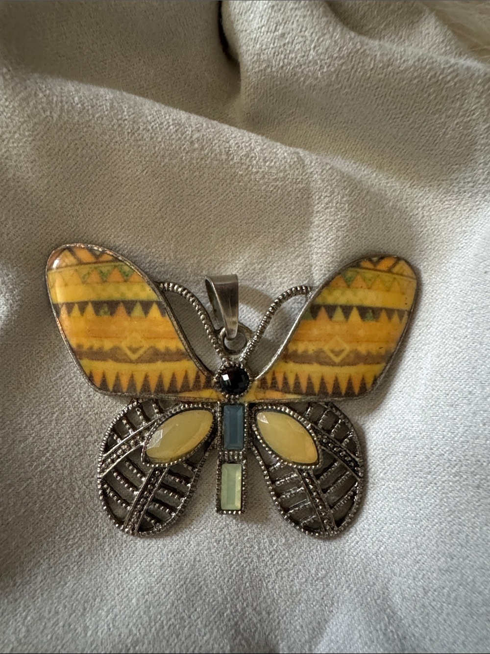 Vintage Yellow Butterfly Pendant - Fashion Jewelry